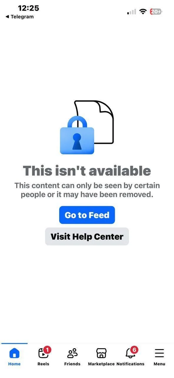 Facebook profile taken down (names hidden)