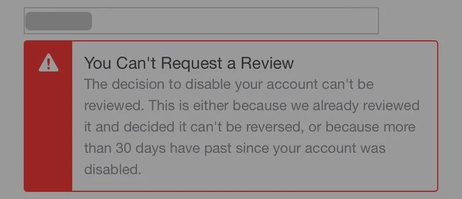 Reported Instagram account disabled for good (names hidden)